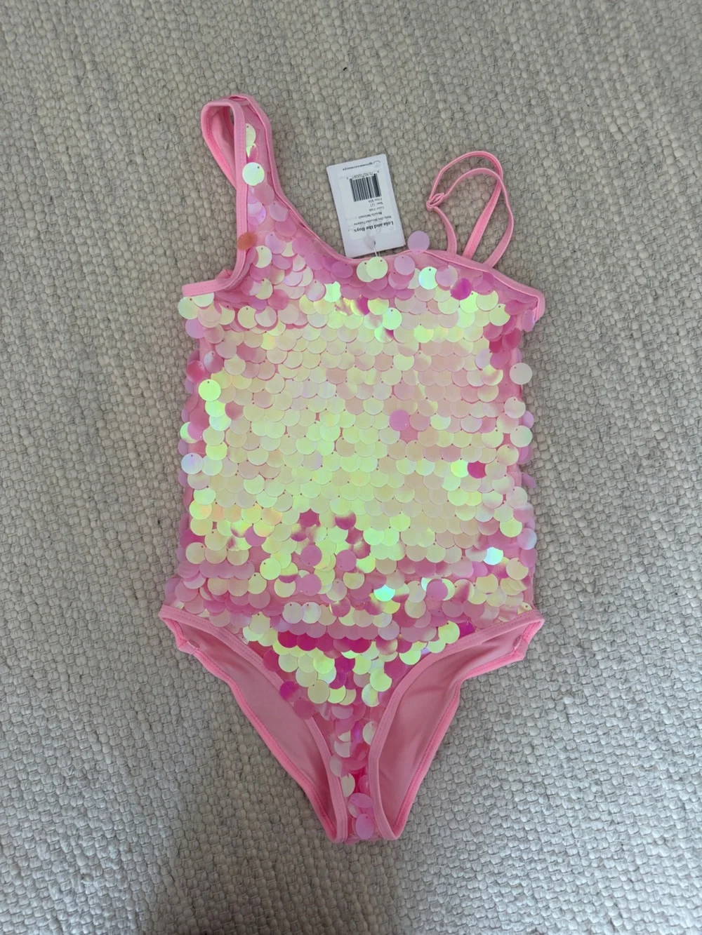 Lola + The Boys Iridescent Pink Sequin One-Piece Swimsuit